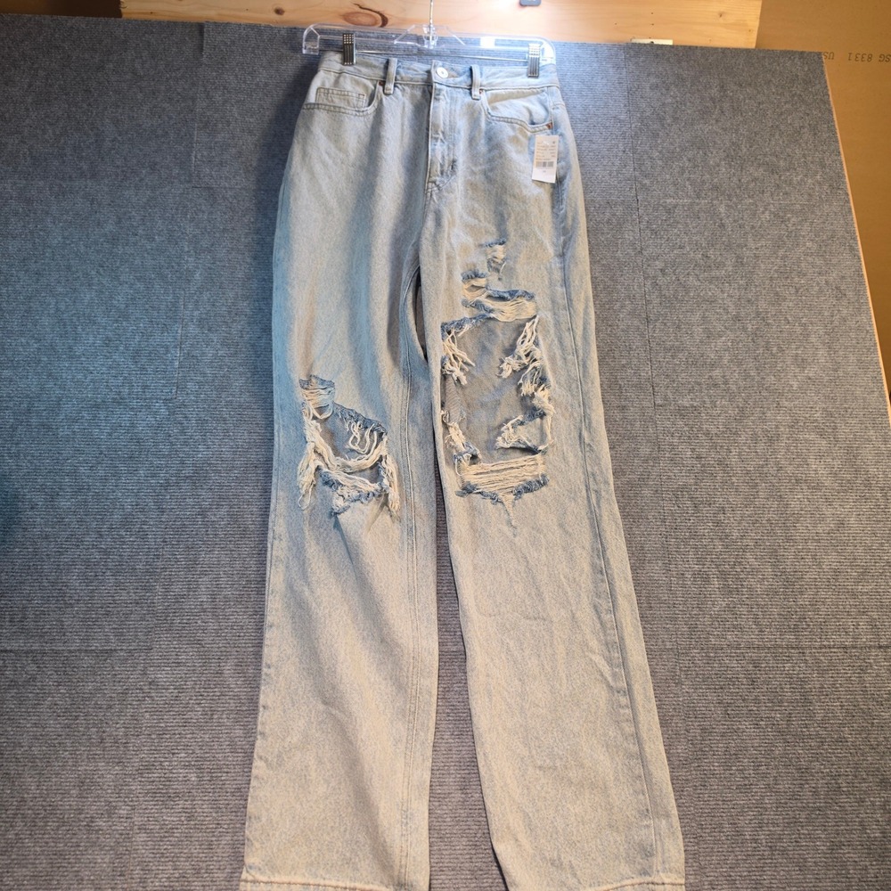 PacSun 90s Boyfriend Jeans Women 26 Light Blue NWT Distressed Sumo Wash